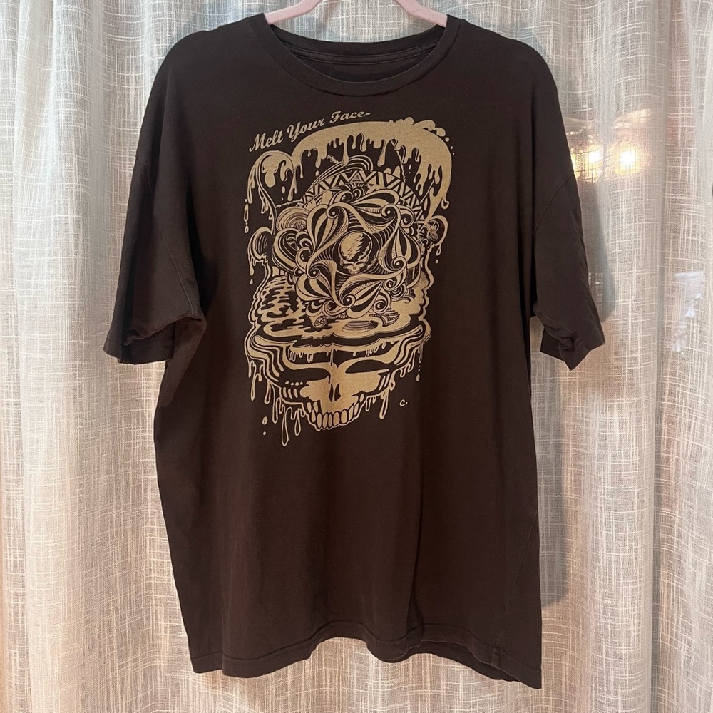 Grateful Dead Melt Your Face Off Brown Graphic Tee Tshirt Size XL